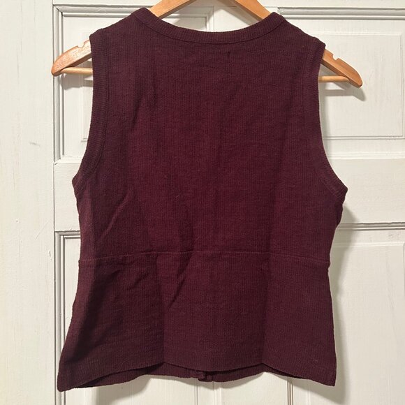 Madewell Burgundy Split-Crewneck Cardigan Tank - Picture 5 of 7